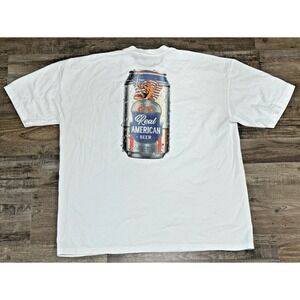 New Genuine Real American Beer Unisex‎ 2XL T-Shirt White Relaxed "Mega Can Tee"